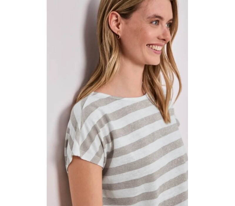 Street One Big Shiny Stripe Shirt Timeless Beige