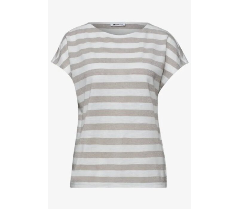 Street One Big Shiny Stripe Shirt Timeless Beige
