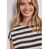 Street One Big Shiny Stripe Shirt Espresso Brown