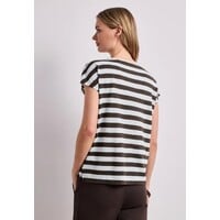 Street One Big Shiny Stripe Shirt Espresso Brown