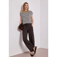 Street One Big Shiny Stripe Shirt Espresso Brown