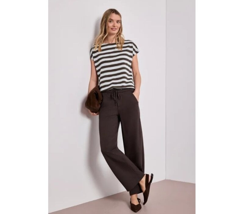 Street One Big Shiny Stripe Shirt Espresso Brown