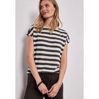 Street One Big Shiny Stripe Shirt Espresso Brown