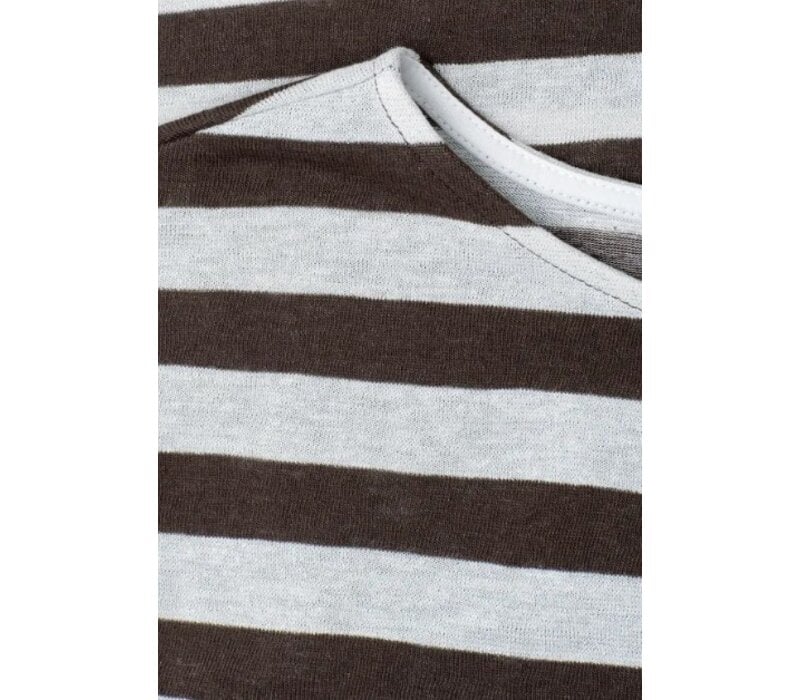 Street One Big Shiny Stripe Shirt Espresso Brown