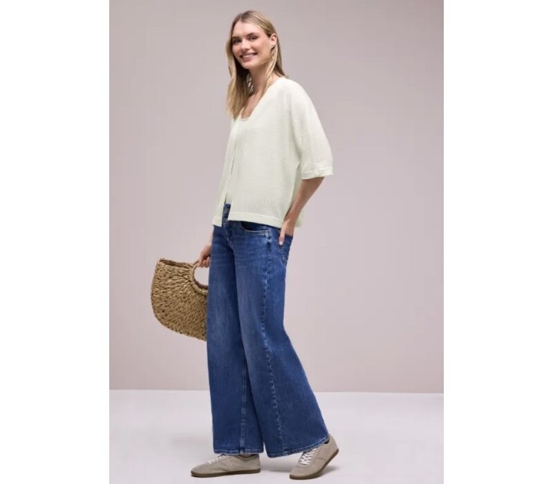 Street One Knit Look Batwing Jacket Off White