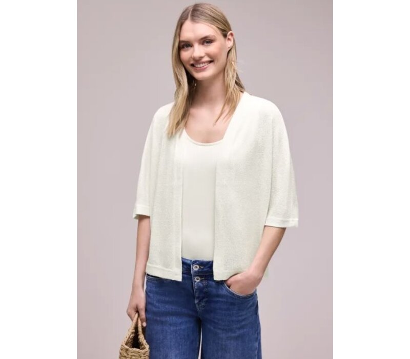 Street One Knit Look Batwing Jacket Off White