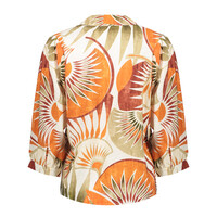 Geisha Blouse Dark Orange Green Camel