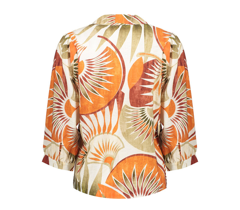 Geisha Blouse Dark Orange Green Camel