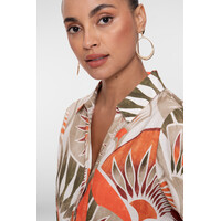 Geisha Blouse Dark Orange Green Camel