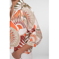 Geisha Blouse Dark Orange Green Camel