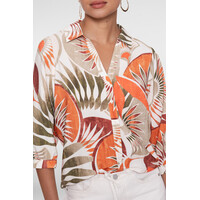 Geisha Blouse Dark Orange Green Camel
