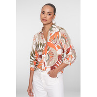 Geisha Blouse Dark Orange Green Camel