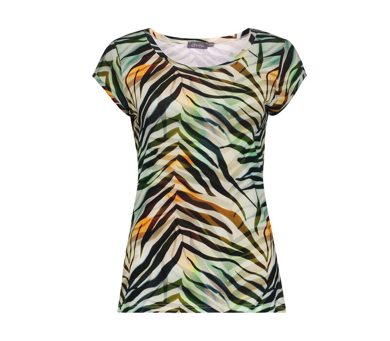 Geisha T-Shirt Round Neck Jersey Brown Green
