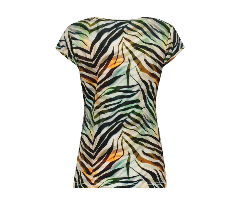 Geisha T-Shirt Round Neck Jersey Brown Green