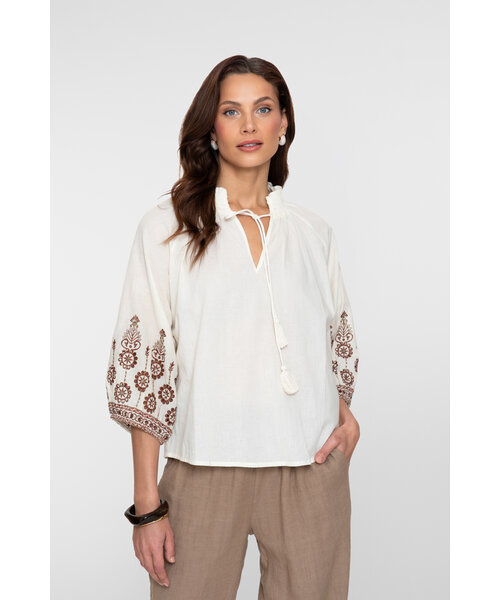 Geisha Geisha Blouse Embroidered Sleeves