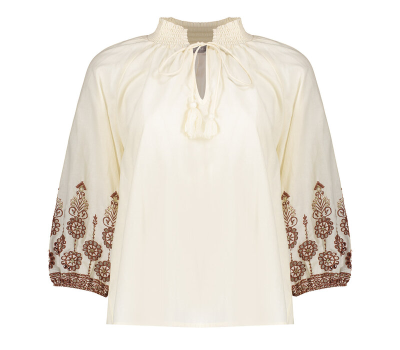 Geisha Blouse Embroidered Sleeves Off White Ginger