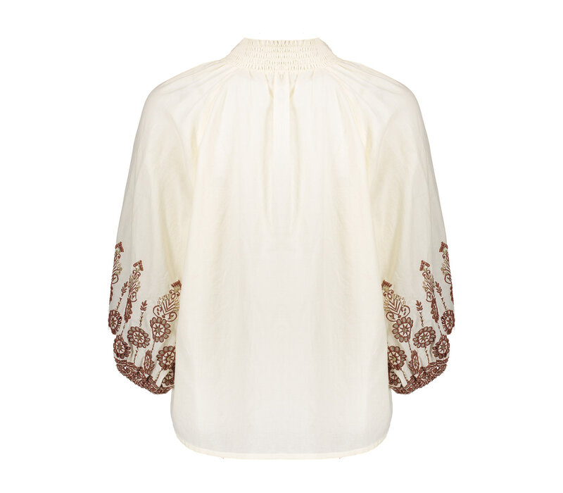 Geisha Blouse Embroidered Sleeves Off White Ginger