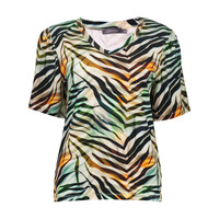 Geisha T-Shirt V-Neck Jersey Brown Green