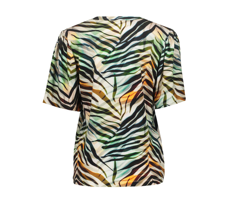 Geisha T-Shirt V-Neck Jersey Brown Green