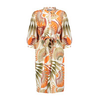 Geisha Dress Dark Orange Green Camel