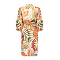 Geisha Dress Dark Orange Green Camel