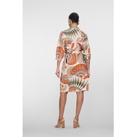 Geisha Dress Dark Orange Green Camel