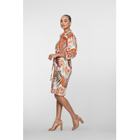 Geisha Dress Dark Orange Green Camel