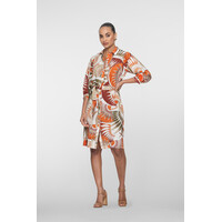 Geisha Dress Dark Orange Green Camel