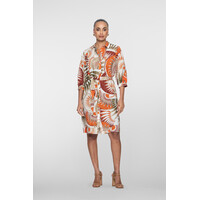 Geisha Dress Dark Orange Green Camel