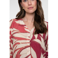 Geisha Blouse Raspberry Coral Red Off White