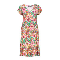 Geisha Dress V-Neck Short Jersey Teal Fuchsia