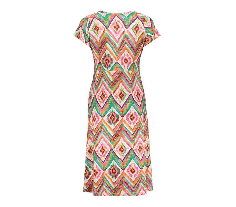 Geisha Dress V-Neck Short Jersey Teal Fuchsia
