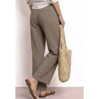 Street One Wide Leg Belt Horn Buckle High Waist Dark Beige