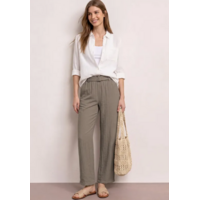 Street One Wide Leg Belt Horn Buckle High Waist Dark Beige