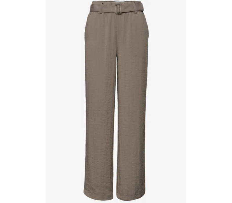 Street One Wide Leg Belt Horn Buckle High Waist Dark Beige