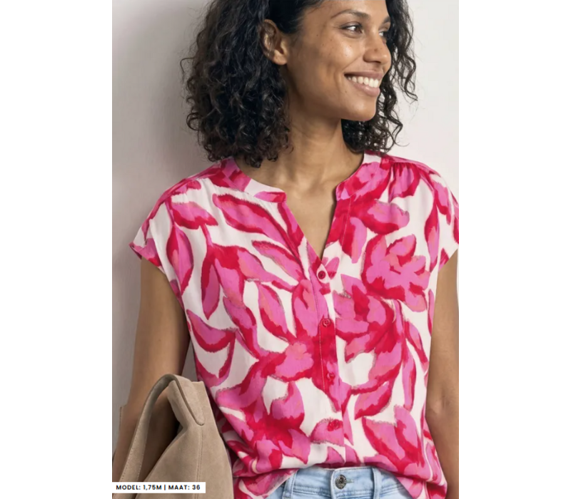 Street One Printed Shirt with Buttonpanel Off White