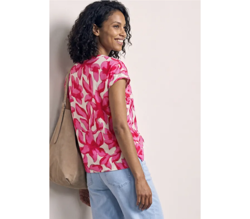 Street One Printed Shirt with Buttonpanel Off White