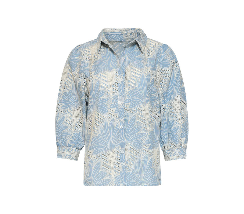 Smashed Lemon Blouse Light Blue Off White