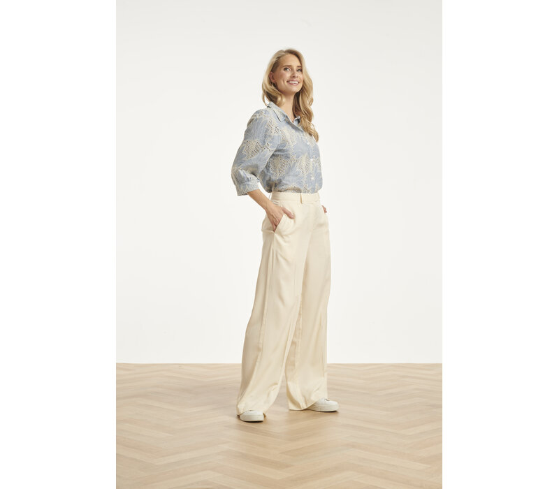 Smashed Lemon Blouse Light Blue Off White