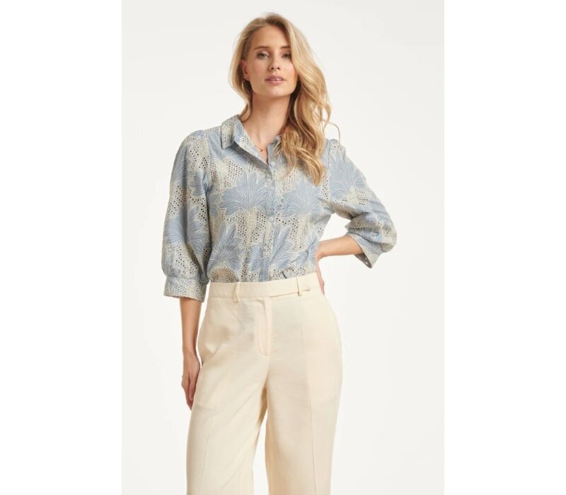 Smashed Lemon Blouse Light Blue Off White