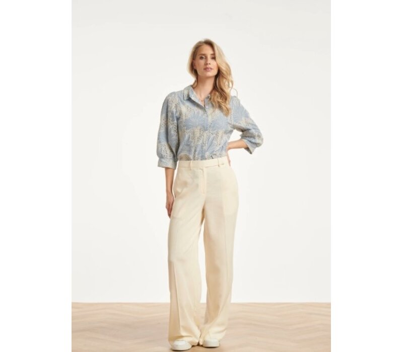 Smashed Lemon Blouse Light Blue Off White