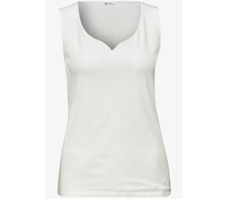 Street One Gania Heart Neckline Rib Off White