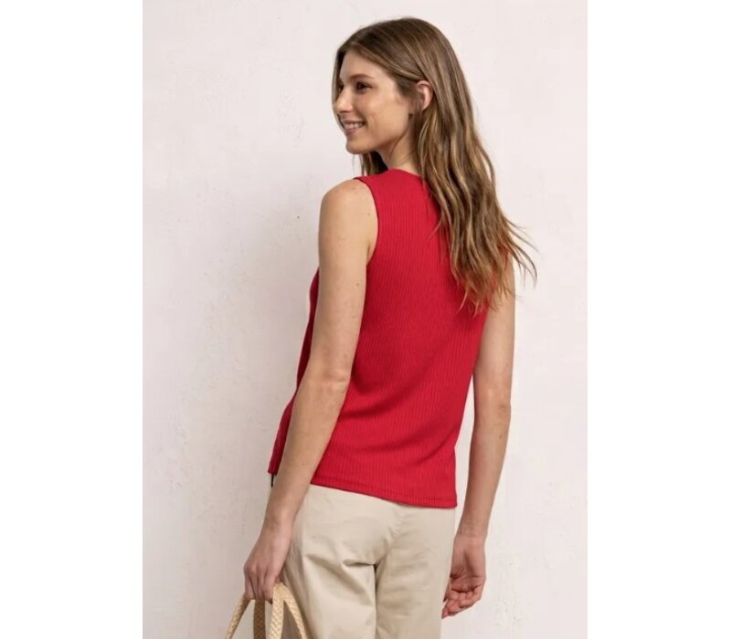 Street One Gania Heart Neckline Rib Salsa Red