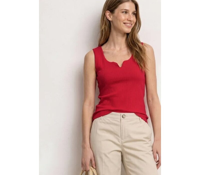Street One Gania Heart Neckline Rib Salsa Red