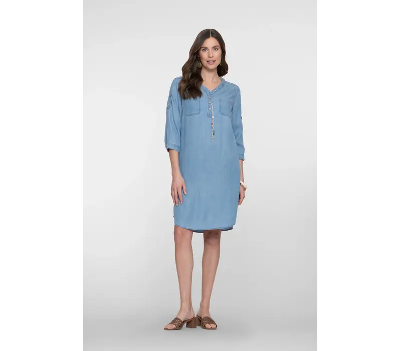 Geisha Dress Lyocell Ropes Bleached Denim