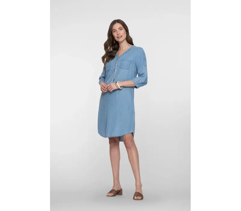 Geisha Dress Lyocell Ropes Bleached Denim