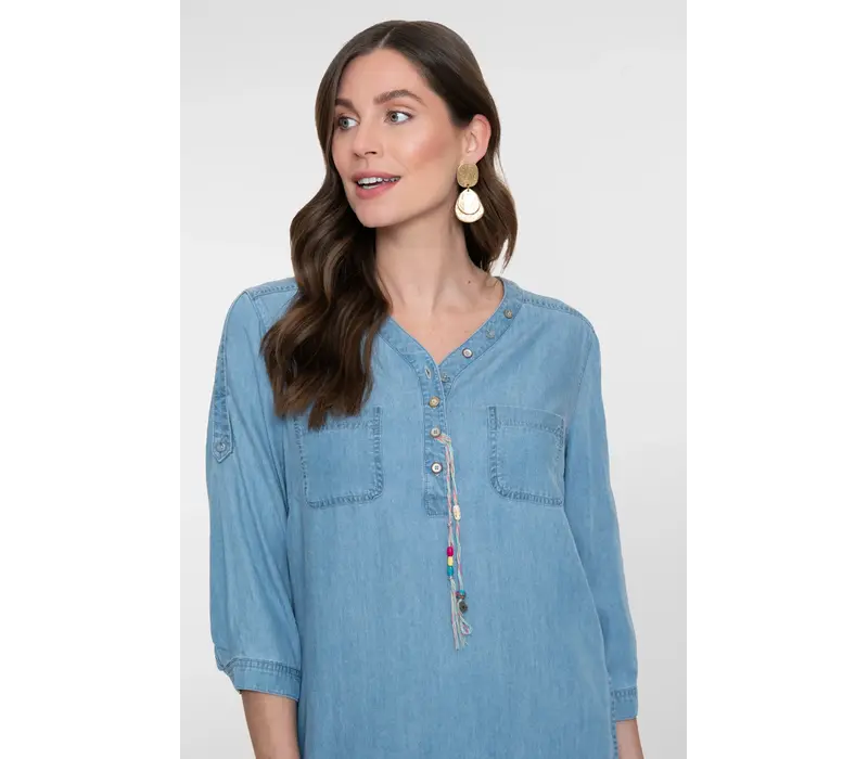 Geisha Dress Lyocell Ropes Bleached Denim