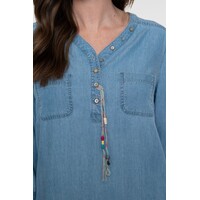 Geisha Dress Lyocell Ropes Bleached Denim