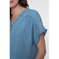 Geisha Blouse Lyocell Ropes Bleached Denim