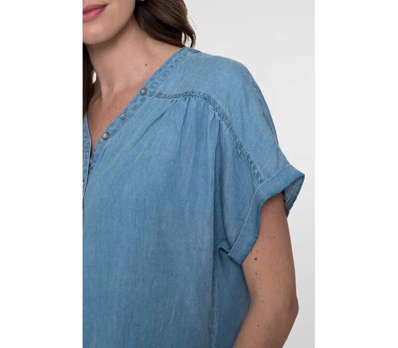 Geisha Blouse Lyocell Ropes Bleached Denim